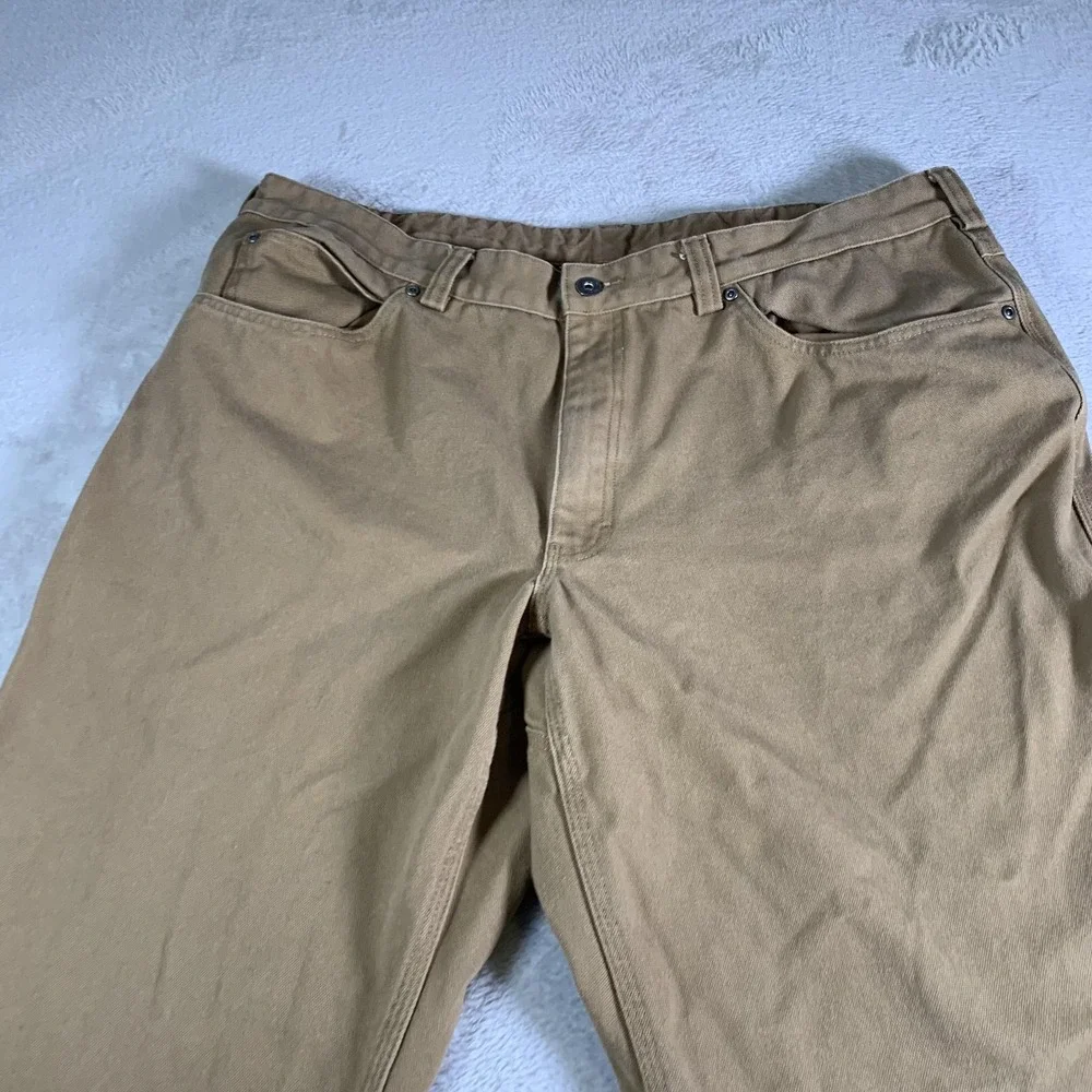 Duluth Trading Co Pants Mens 42x30 Khaki Canvas Relaxed Fit Workwear‎ 5 Pocket - Picture 2 of 13